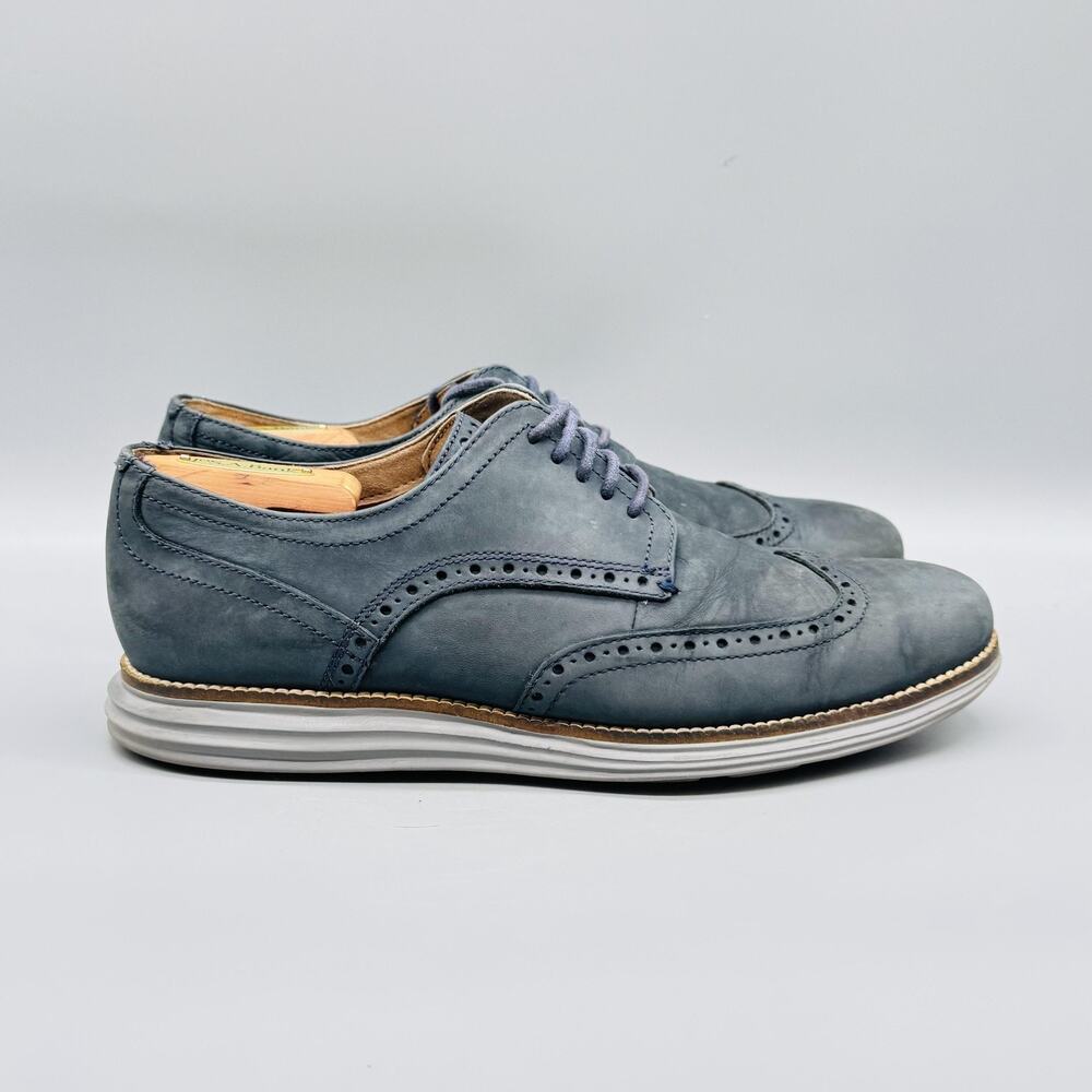 Cole Haan Shoes Mens 9 Blue Leather OriginalGrand Wingtip Oxford Dress Brogue